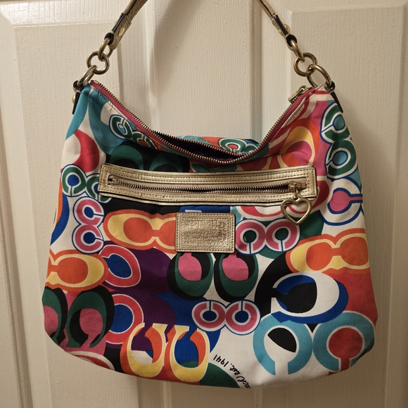 Coach Multicolor Shoulder Bag with Gold Accents - Picture 1 of 12
